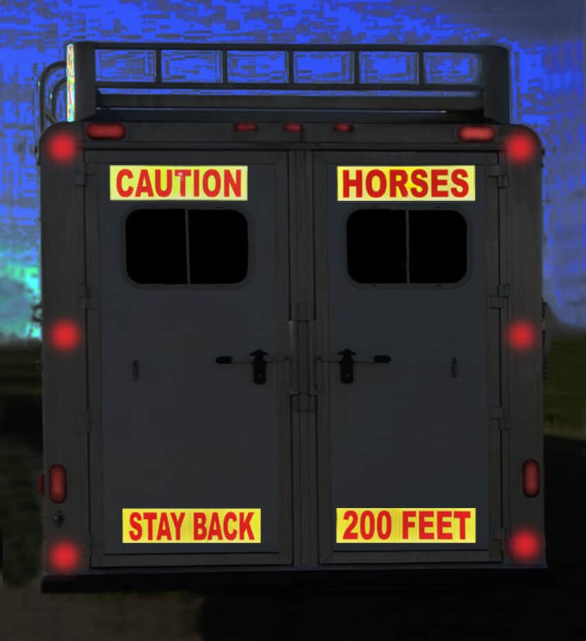 caution horses stay back reflective panels