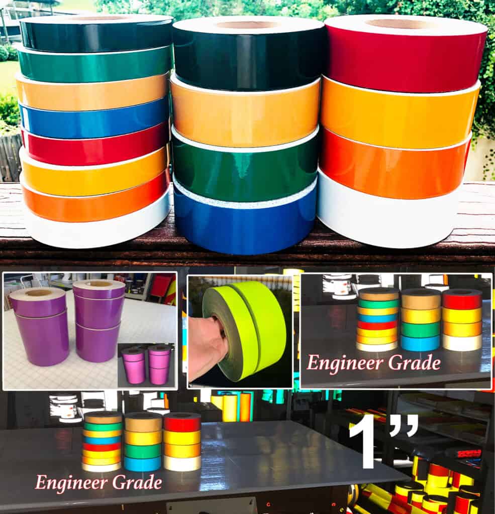 Engineer grade reflective tape for trash roll off construction dumpsters containers
