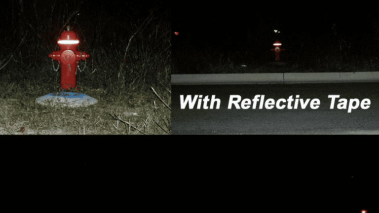 Making Fire Hydrants More Visible With Colored Reflective Tape